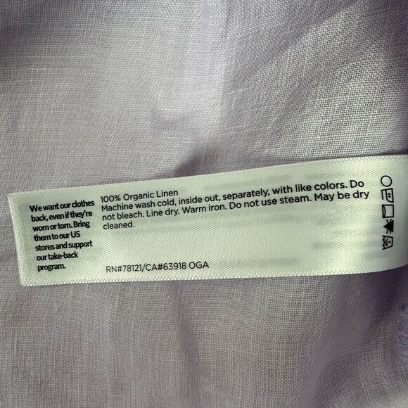 Eileen Fisher Garment-Dyed Organic Handkerchief Linen Shirt Size Medium Wisteria - Picture 7 of 7